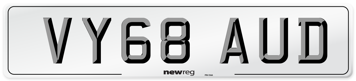 VY68 AUD Number Plate from New Reg